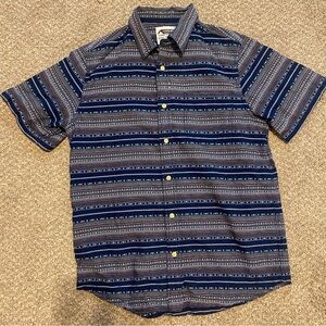 Mountain Khakis Shirt Men's M Blue Colorful Knit Cotton SS Button Up Outdoor EUC